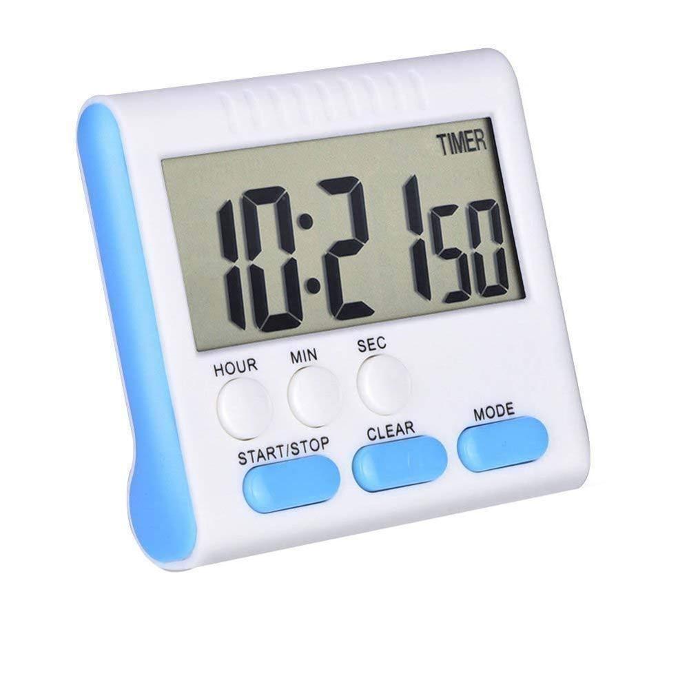 Digital kitchen Timer Large LCD Display Screen Timer Countdown Clock with Loud Alarm Retractable Stand Magnet Hanging Bracket: Blue