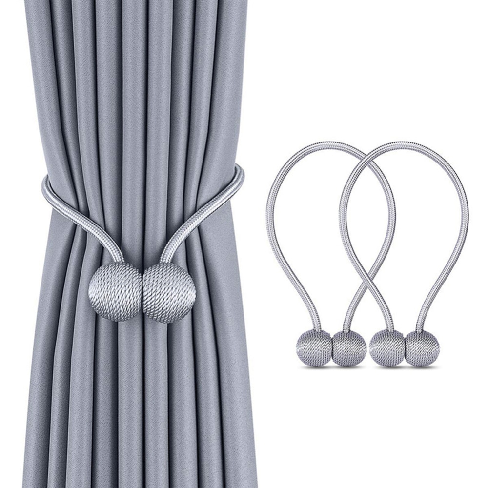 1 Pair of Curtain tie Buckles Straps Magnetic Pearl Ball Curtain Tiebacks Tie Backs Holdbacks Magnetism Curtain Buckle Rope