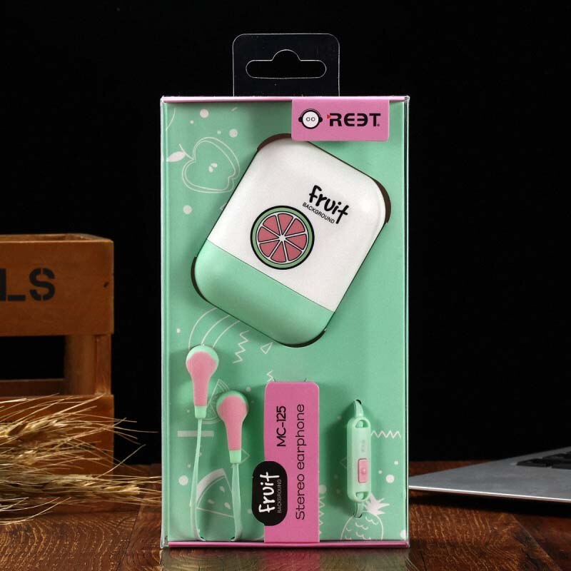 Écouteurs intra-auriculaires mignons pour fille enfants avec micro 3.5mm écouteurs universels de fruits stéréo compatibles avec SmartPhone: Green
