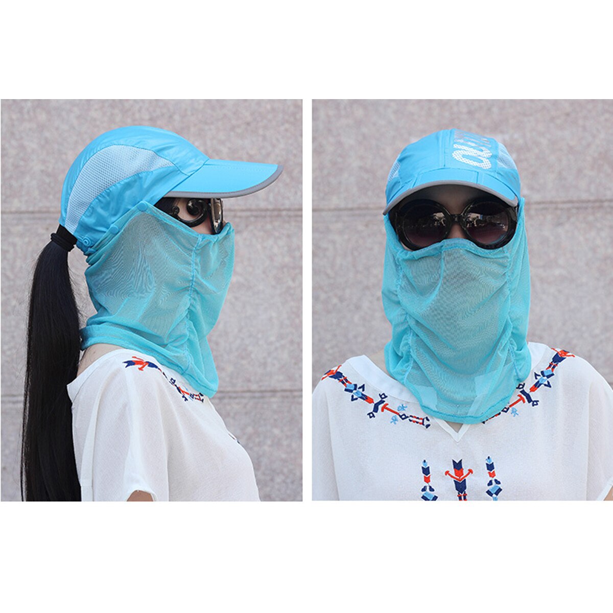 Women Foldable Sun Protect Baseball Cap With Removable Neck Faces Flap Cover Suitable For Outdoor Activity Farming Travel Hiking