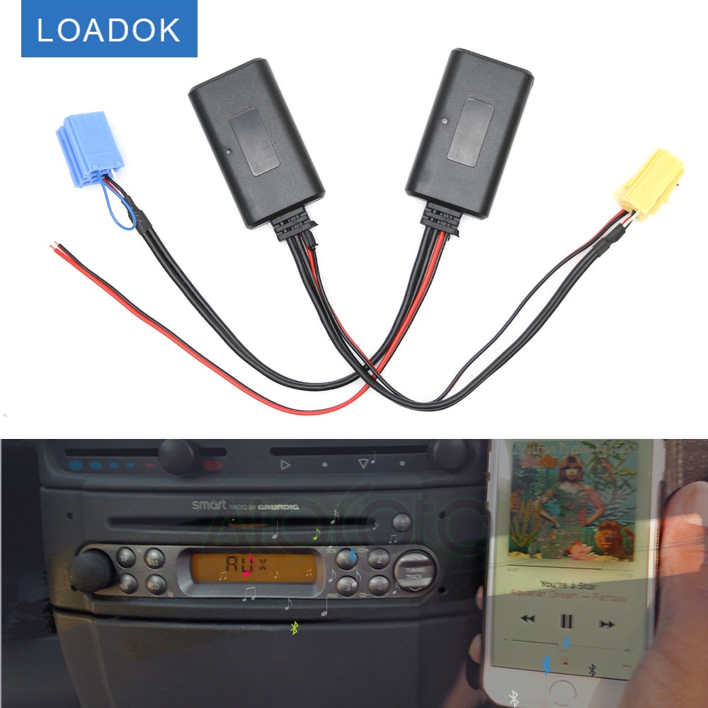 Car Bluetooth 5.0 Module Cable AUX Adapter for Smart Fortwo 450 451 Roadster Grundig Radio CD 6 8 Pins MINI ISO Connector Plug