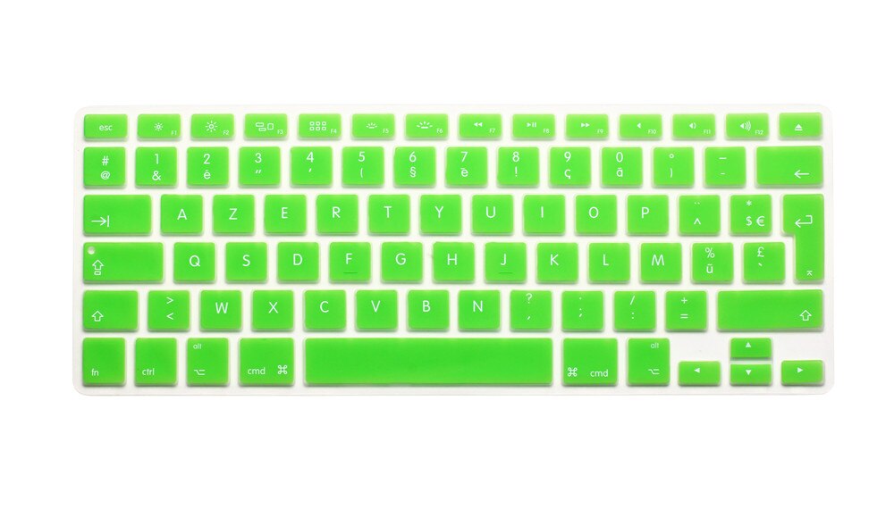 Rygou ranskalainen uk/eu clavier azerty silikoninäppäimistön kuori macbook prolle 13 " 15 " 17 " air 13 tuuman suojakalvo näppäimistölle: Vihreä