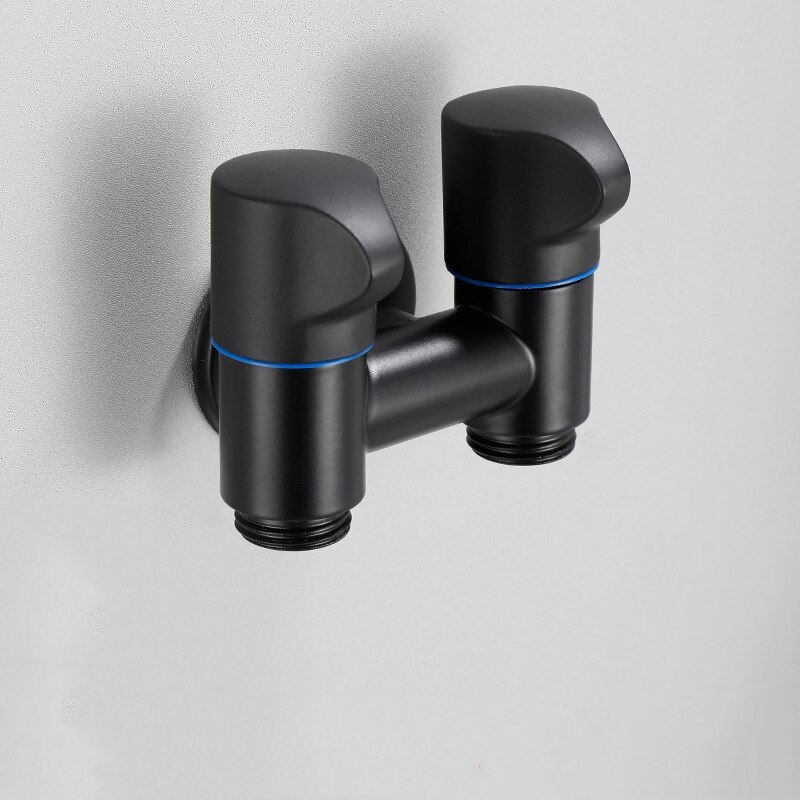 1pc Laundry Bibcock Brass Black/Black Gold Wall Mount Double Using Water Faucet Bathroom Accessories Outdoor Sink Garden Taps: A