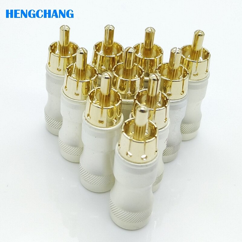 10 Stks/partij Diy Gold Snake Rca Plug Hifi Verguld Audio Kabel Rca Male Audio Video Connector Gold Adapter Voor Kabel