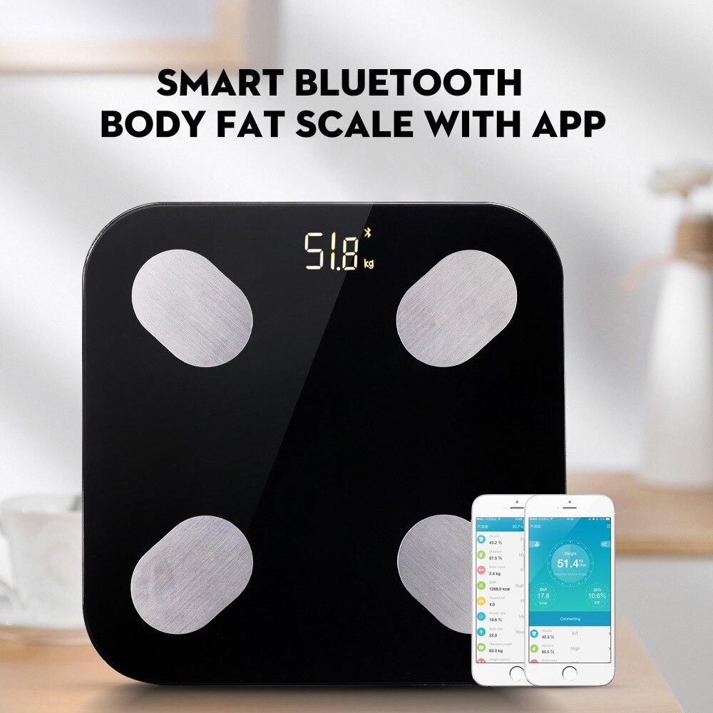 WIFI Body Fat Scale LCD Display Electronic Steelyard Weight BMI Muscle Visceral Body Scales Toughened Glass Accurate Scales
