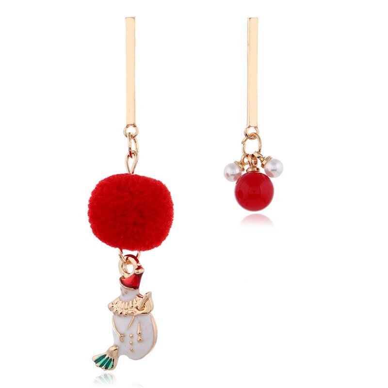 Asymétrique père noël longues boucles d'oreilles pour les femmes or jaune couleur boule ronde boucles d'oreilles bijoux de noël: 7