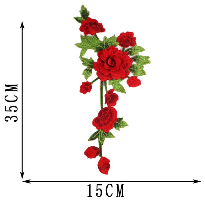 1 par de parches de tela bordados con flores para mujer, apliques de decoración de tela, estilo chino, 35x15CM