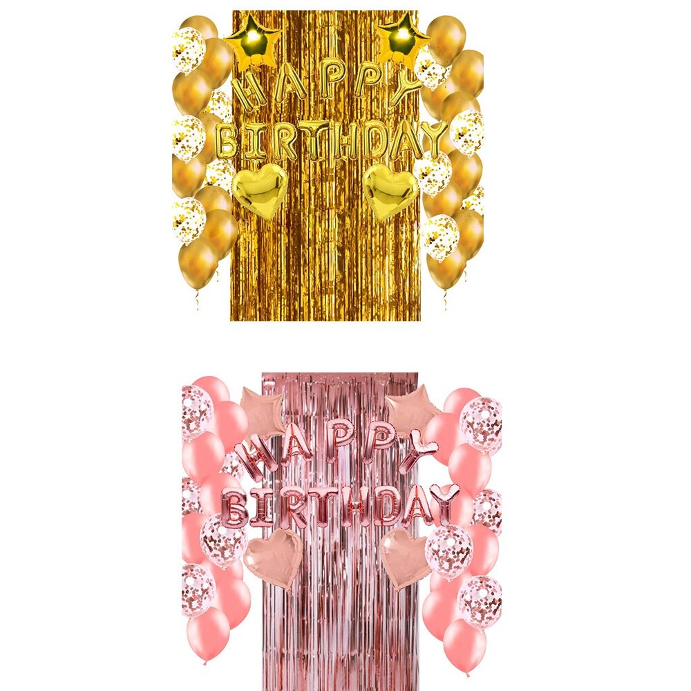 Balloons Kit,for Birthday Party,Confetti Balloons,Fringe Curtain Star Heart Balloons for Kids Adults Birthday