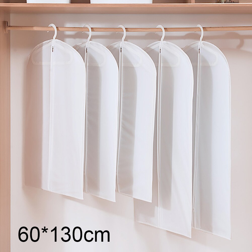 Vêtements housse anti-poussière translucide anti-poussière housse de protection manteau robe veste organisateur suspendu: White  L