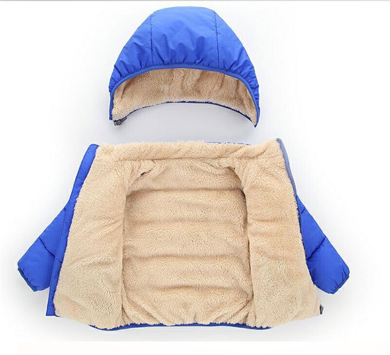 Parkas gruesas y cálidas para bebé de 1 a 5 años, abrigo con cremallera, chaqueta de plumón acolchada de algodón con capucha frontal abierta, Unisex