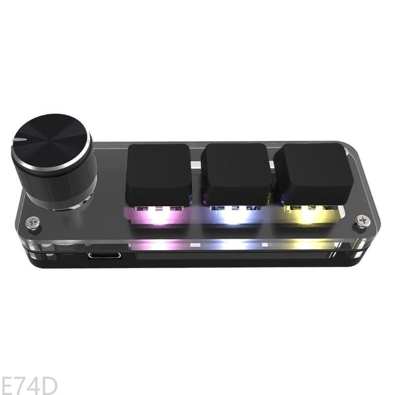 E74D 3-Key Mini Keypad One Handed Mechanical Gaming Keyboard, Multifunctional Shortcut Programmable Macro Keyboard, with Knob: Default Title