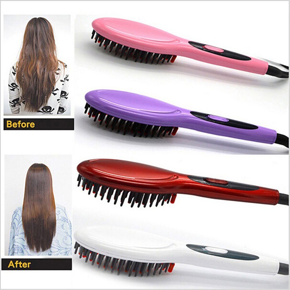 Artefacto de pelo liso peine de pelo recto no daña el cabello, madera contrachapada eléctrica de cerámica, peine de pelo recto