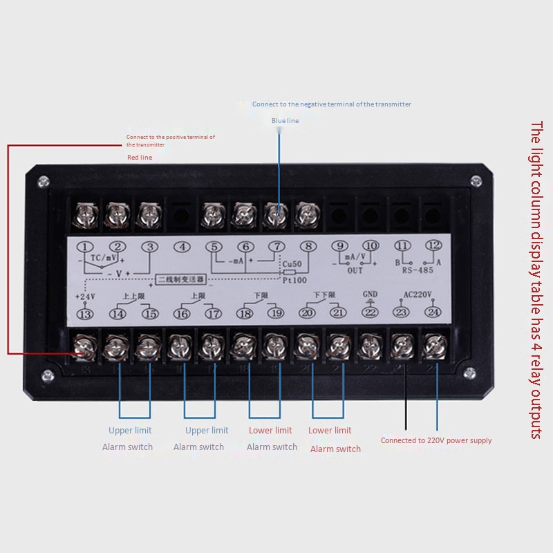 4-20MA Water Level Sensor Liquid Sensor Water Niveau Display Instrument Beam Digitale Display Controle Instrument Niveau Zender