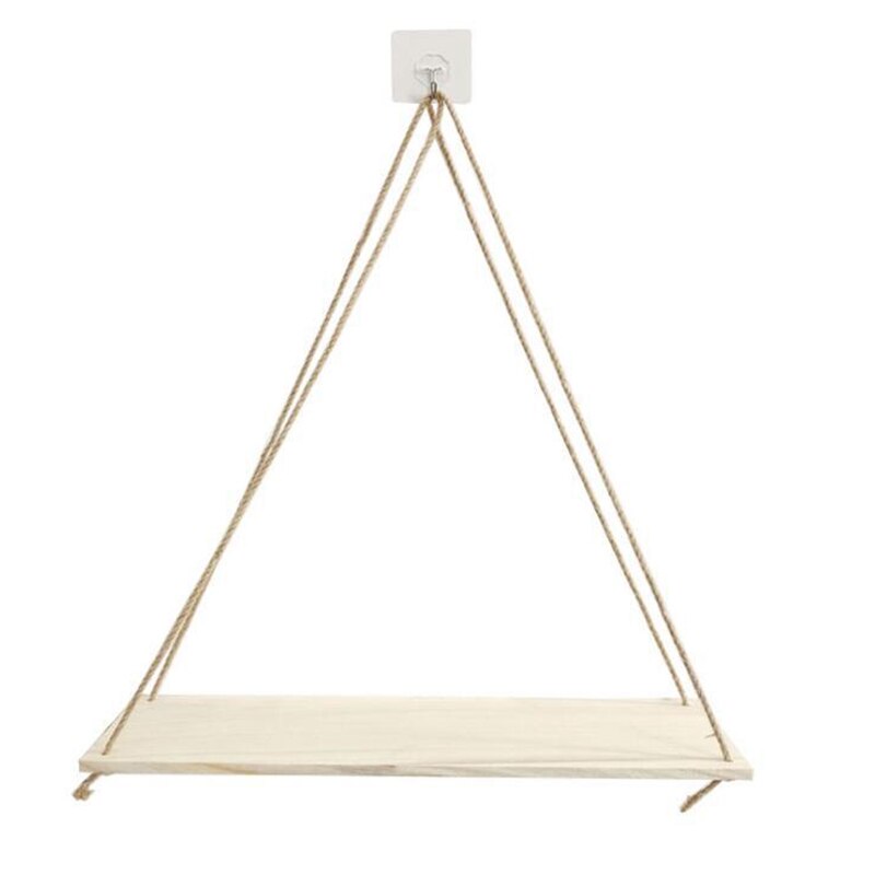 Premium Home decoration rack wooden shelving floating shelf Plant Flower Pot Wood Swing Hanging Rope Wall Mounted crafts Shelves