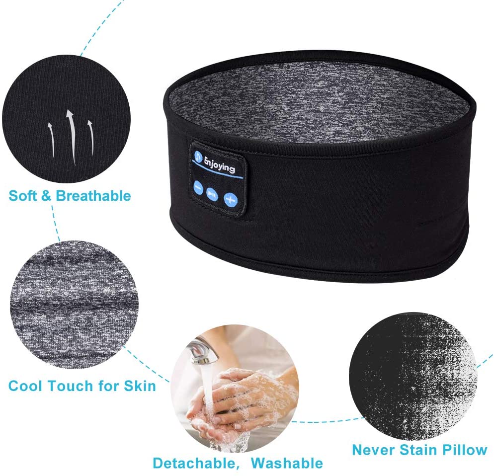 Cuffie per dormire senza fili Bluetooth fascia sottile morbido elastico confortevole musica auricolari maschera per gli occhi per gli sport del sonno laterale