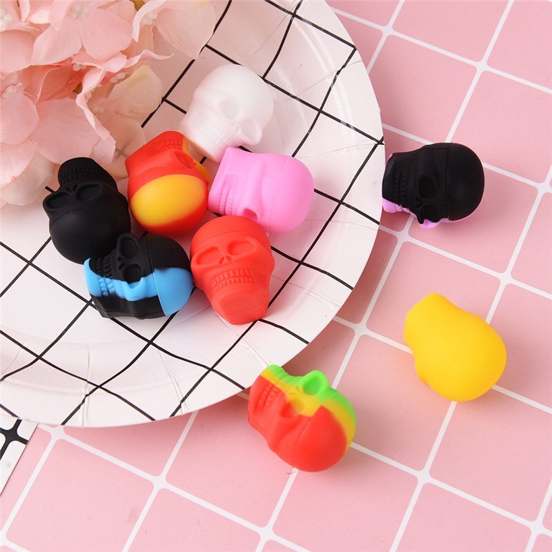 3ml Skull Style Silicone Wax Concentrate Oil Container Jar For Bho Slick Butane Hash Dab Silicon Wax Jar Recipiente De Silicona