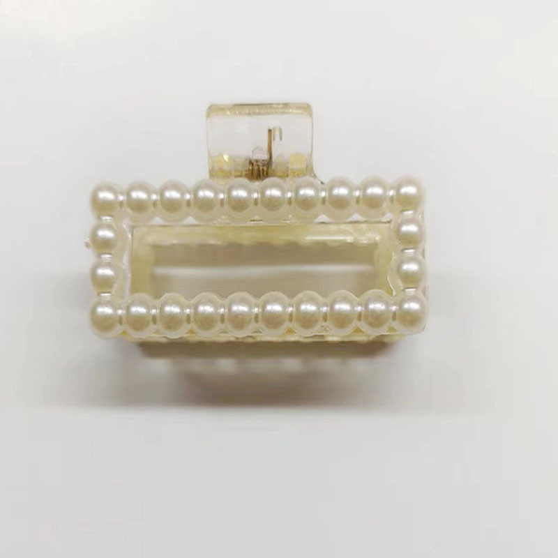 Pearls Beads Hairpin for Women Small Size Hair Claw Barrettes Headwear Horsetail Crab Hair Clip Hair Accessories: GRAY