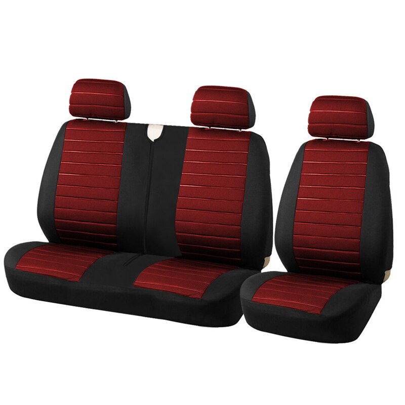 Fundas de asiento de furgoneta de alta resistencia, 2 + 1 asientos con raya Horizontal roja, se ajustan a la mayoría de los camiones, para Renault master, para Peugeot Boxer, para gazelle: RED