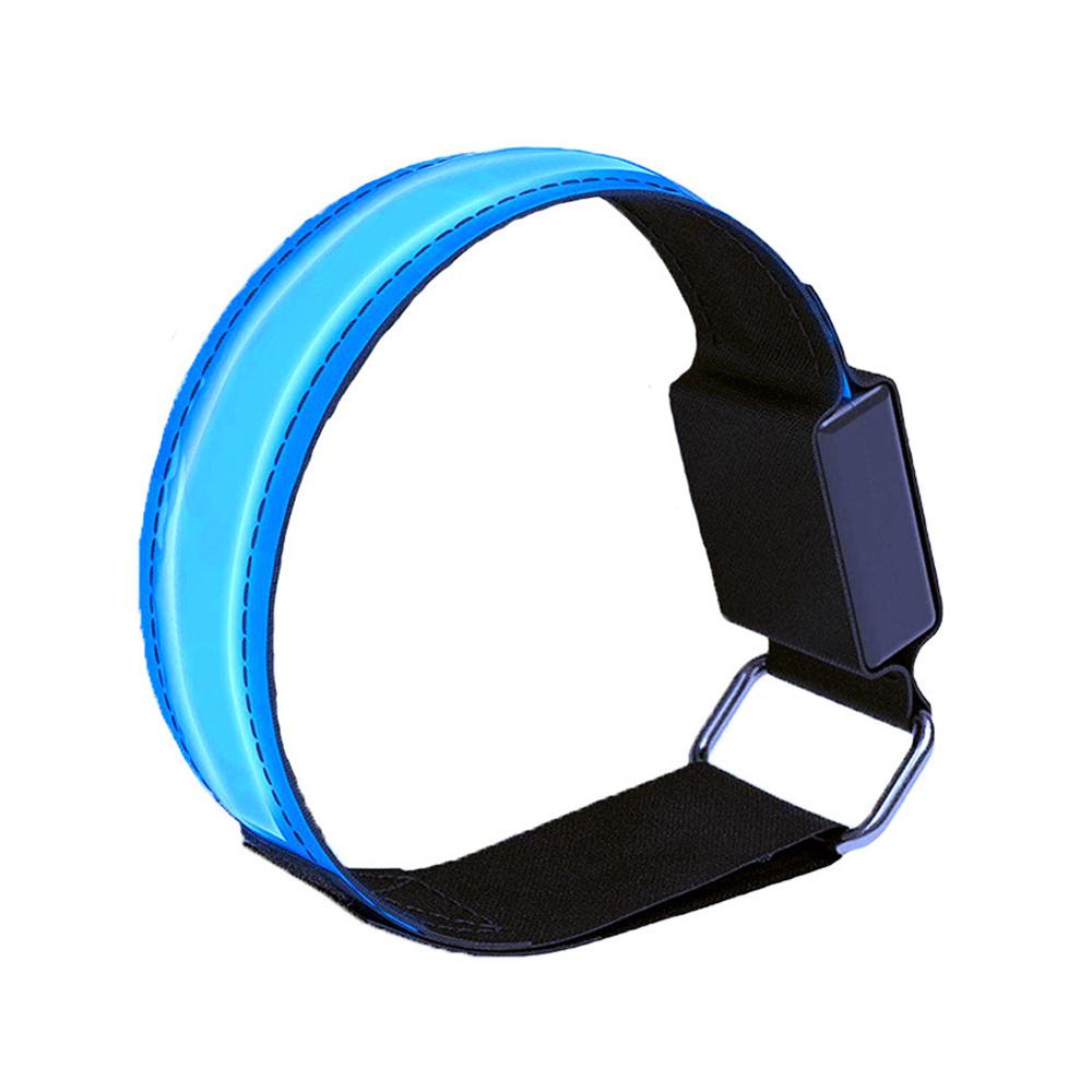 Led armbånd justerbar armbånd reflekterende blinkende strimler ankel glød armbånd sikkerhed lys til nat jogging gå cykling: Blå 1 pc