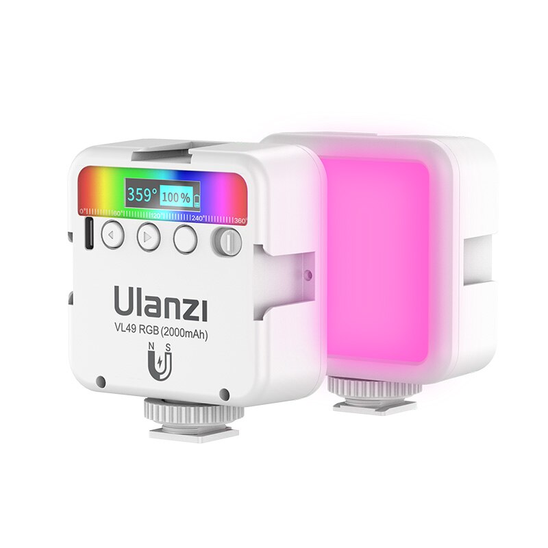 Ulanzi VL49 RGB Mini LED Video Light 2000mAh 2500K-9000K Portable Photography Lights Vlog Fill Light for DSLR SLR Camera Lamp