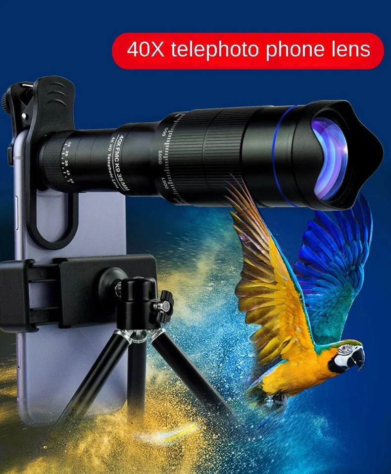 40 × Mobile Phone Telephoto Lens Adjustable Zoom High Power HD Monocular Camera Lens