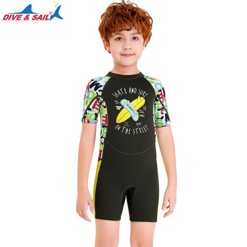 I bambini 2.5mm SCR Neoprene Ragazzi Della Ragazza Elastico Muta Breve Immersione Tuta Termica Anti-medusa Per Bambini Spiaggia di Snorkeling costume da bagno: Grey / M