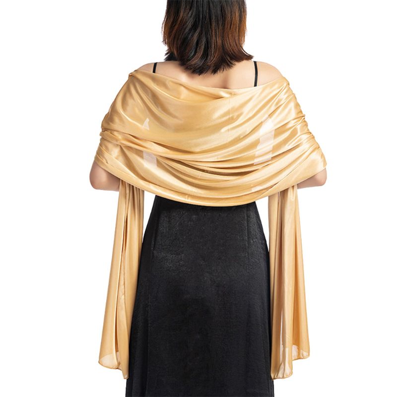 200x70cm mujer imitación seda pura bufanda capa Color sólido largo chal envoltura para boda banquete Vintage accesorios para baile de graduación: Champagne Gold