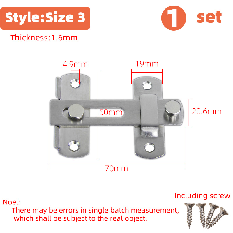 90 Degree Right Angle Door Latch Hasp Bending Latch Barrel Bolt with Screws for Doors Buckle Bolt Sliding Lock: Style-size 3