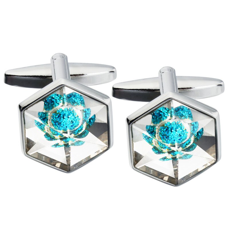 HAWSON Light Blue Cufflinks for Men Shirt Cuff links and Tuxedo Studs for Wedding Business Party: Default Title