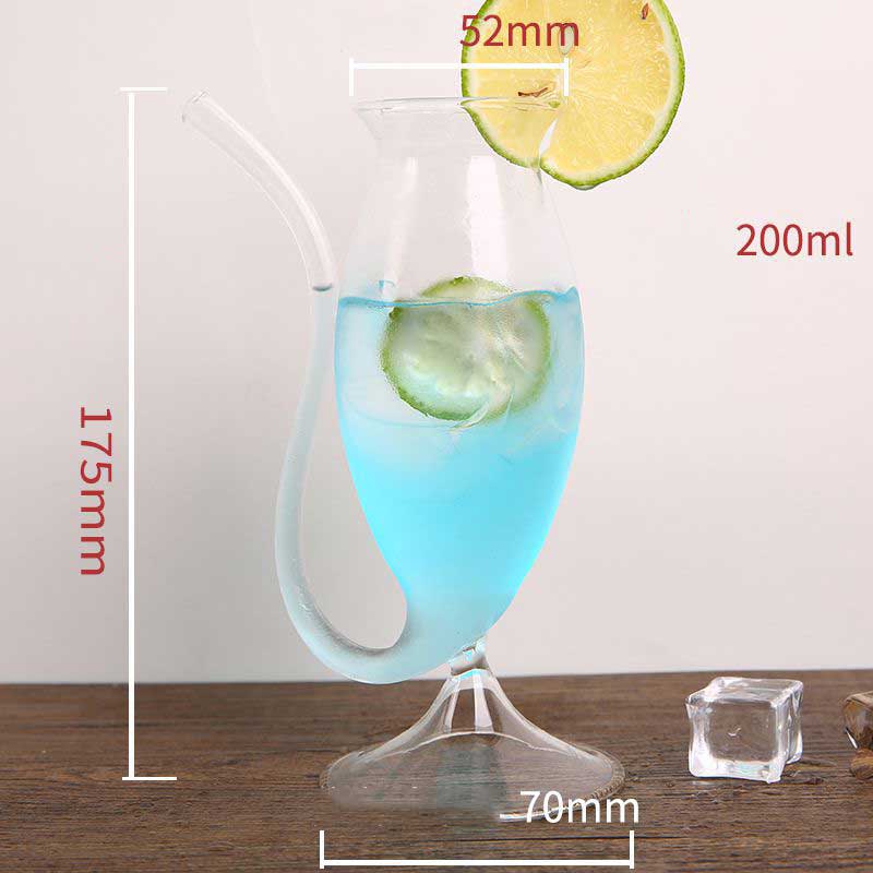 2 stk bægerglas krus med sugerør hjemme fest bar drikkeglas juice vin cocktail champagne glas 200/320ml: 200ml