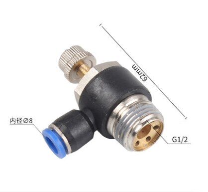 5Pcs SL 4mm 6mm 8mm 10mm 12mm Fast connection Pneumatic Fitting M5 1/8" 1/4" 3/8" 1/2 air speed Regulating throttle valve: SL8-04