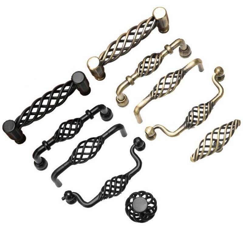Vintage Antique Bronze Drawer Knobs Cabinet Handles Hollow Out Birdcage Handles Wardrobe Door Pullers Furniture Handle
