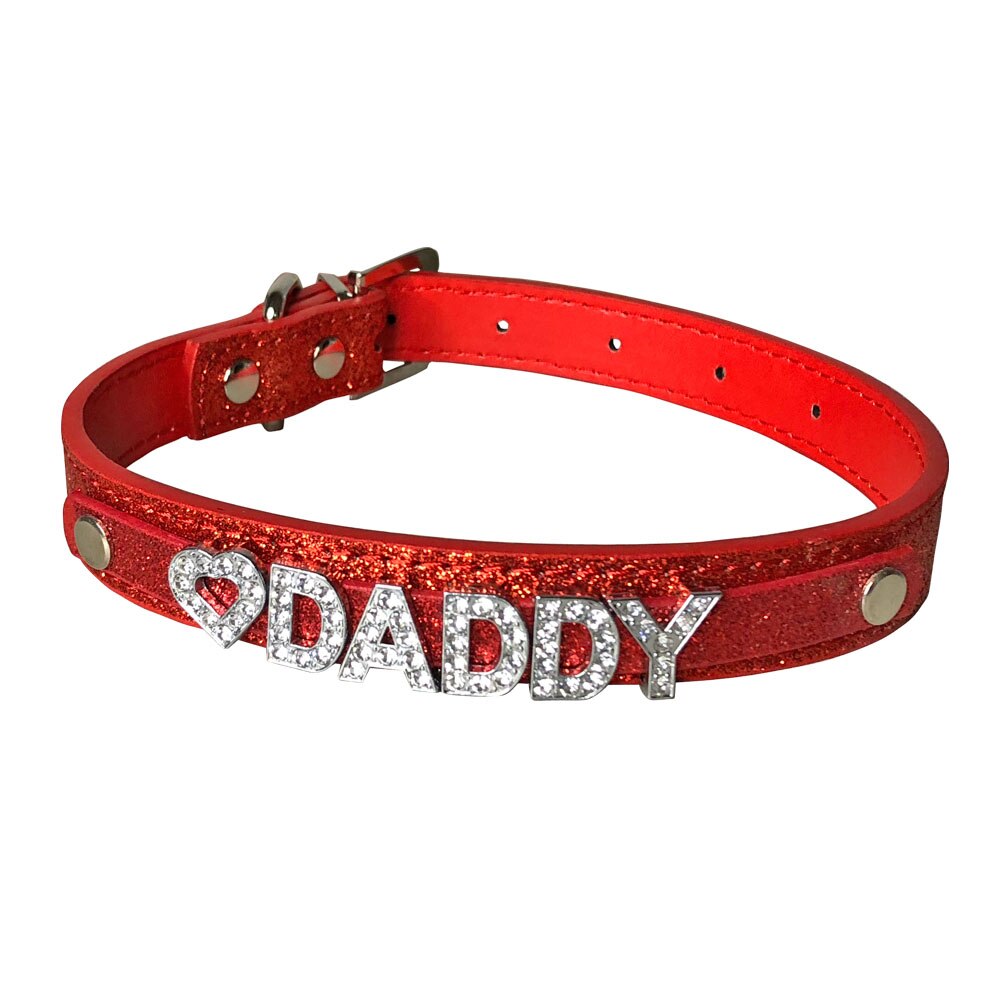 Daddy Dom DDLG/ABDL Lederen Kraag: Red  neck