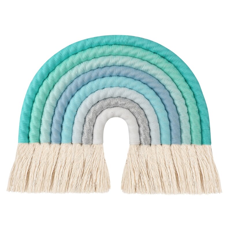Nodic Stijl 8 Lijnen Hand Geweven Rainbow Macrame Wandtapijt Baby Jongens Baby Meisjes Kids Room Decor Muur Opknoping Decor speelgoed Home Decor: 8 line-24x30cm-green