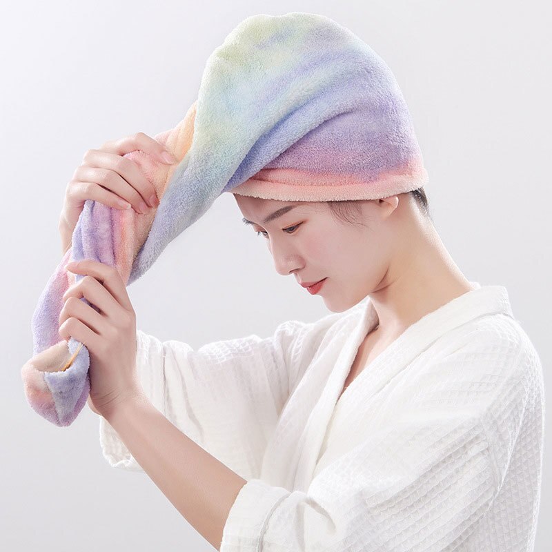 Serviette Cheveux Ultra Absorbante Séchage Rapide | Turban Velours Corail Bouton - Femme Voyage - 2