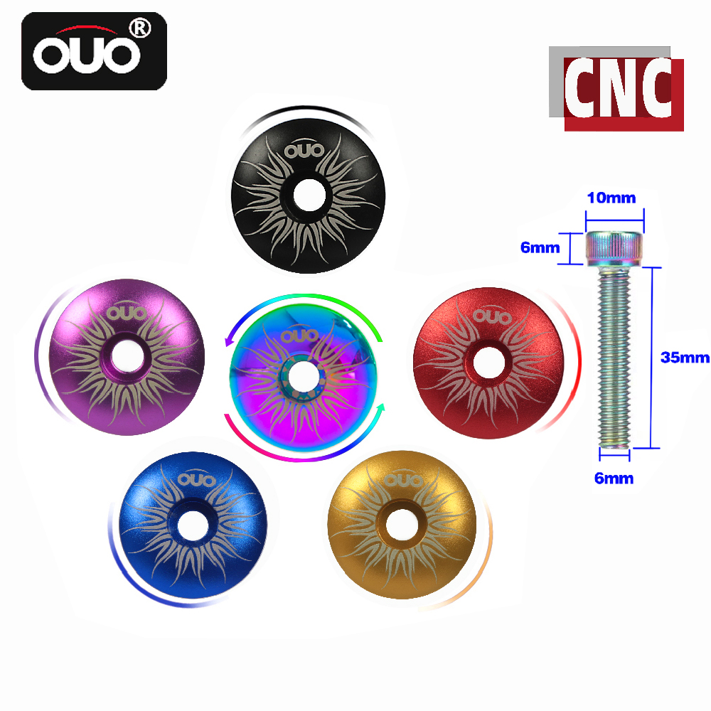 OUO CNC Mtb Power Cap 1 1/8 Headset Spacers Stem Top Cap Bolt 28.6mm Fork Spacer Bicycle Bridge Steering Column