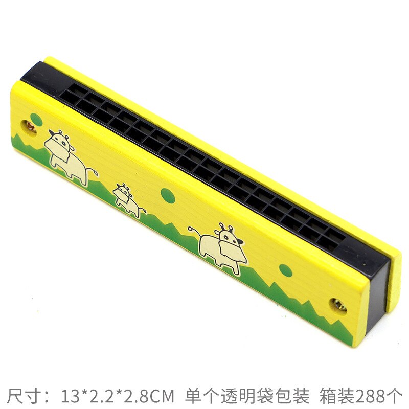 Double Row 16 Hole Harmonica Musical Instruments Children's Wooden Painted Harmonica Early Education Toy Teaching: k