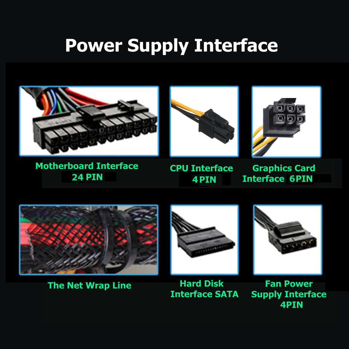 750W PCI SATA 110V-230V ATX 12V Gaming PC Power Supply 24Pin/Molex/Sata 12CM LED Fan Computer Power Supply For Desktop PC