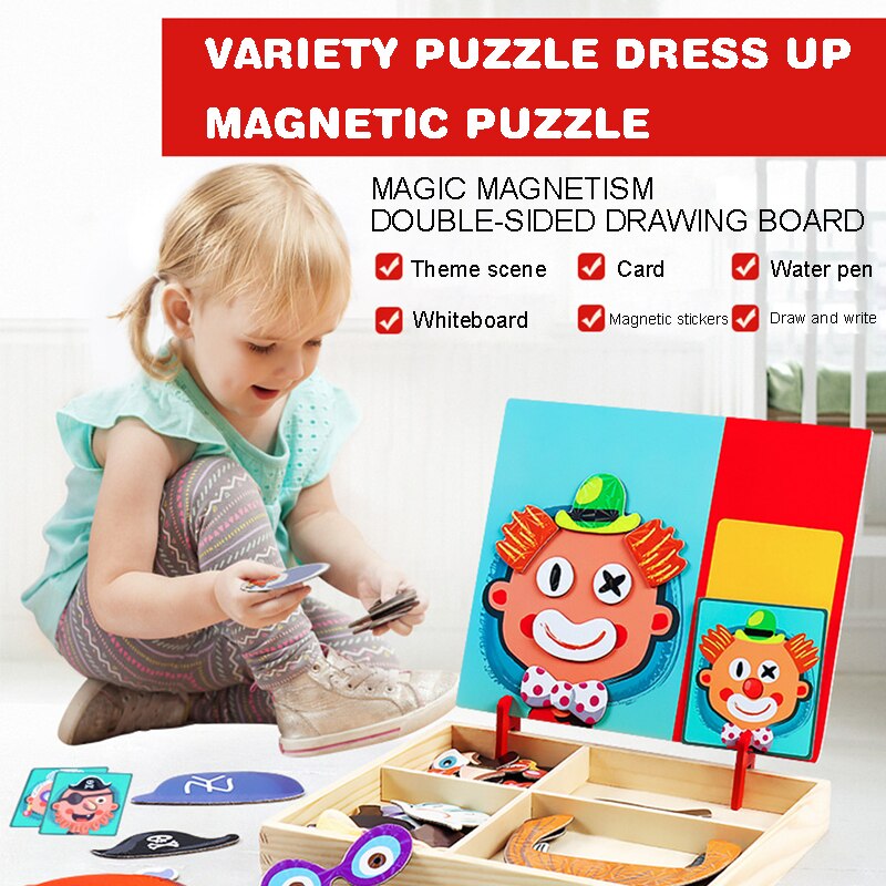 Kinderen Speelgoed Houten Magnetische Puzzel Educatief Speelgoed Kids Tafel Games Fidget Speelgoed Twee Stijlen En 8 Patronen Voor Uw keuze