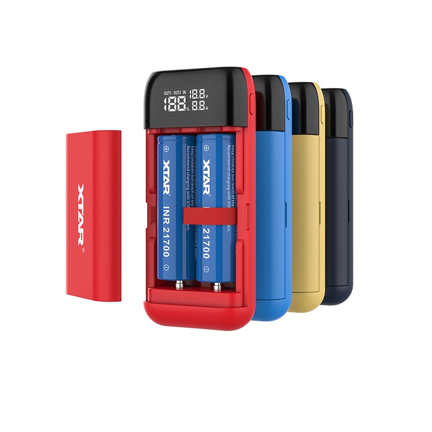 XTAR PB2S Portable Power Bank Charger TypeC INPUT QC3.0 ADAPTER USB LCD Fast Charger For 18700 20700 21700 18650 Battery Charger