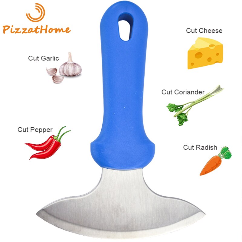 PizzAtHome Multifunctional Arc Chopper Knife Stainless Steel T-Grip Rocker Knives Salad Rocking Chopper Knife Plastic Handle