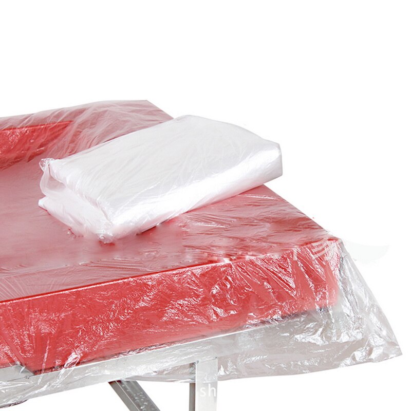 100 st kosmetiska salongslakan spa massage sängbord täcke lakan plast transparent skönhetssäng film vattentät