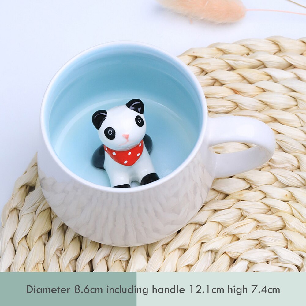 Taza de cerámica con forma de Animal en 3D para café, Panda, vaca, variedad de animales tridimensional, de cumpleaños: A