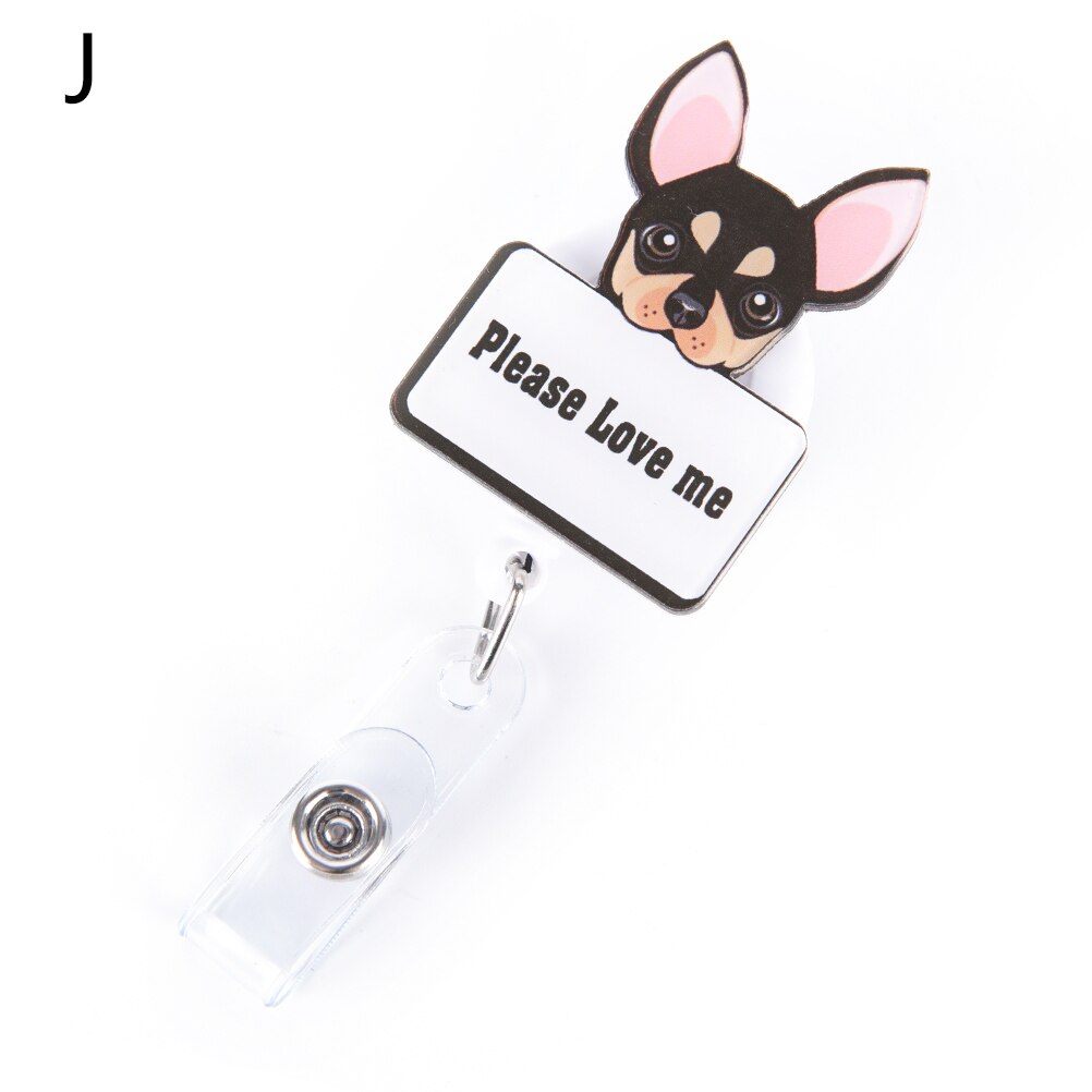 1Pcs Cute Mini Cartoon Dog Retractable Badge Reel Nurse Exihibiton ID Name Card Badge Holder: J