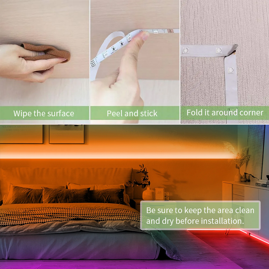 RGB Wireless LED Strip Lights | Intelligent Infrared Remote Control, Flexible Lighting Decoration for Living Room Atmosphere