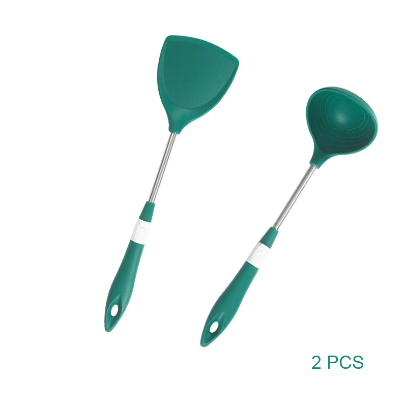 Silicone Spatula Set Cooking Utensil Heat-Resistant Stainless Steel Core Eggs Pancakes Non-stick Cookware Kitchen Gadget: 2 PCS B