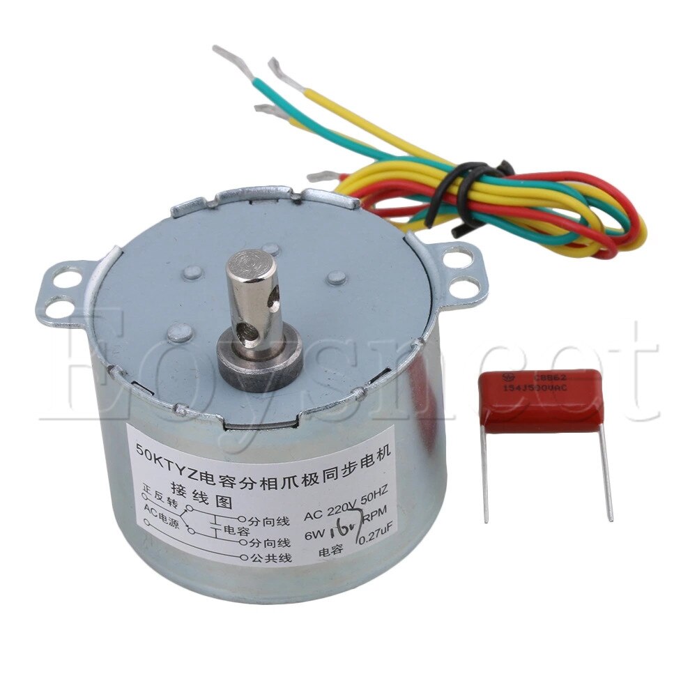 Ac 220V Metalen Shell Zilver 50Hz 6W Omkeerbare Gear Synchrone Motor 16.7 Rpm