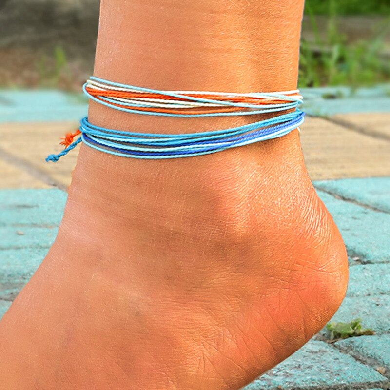 Style Bohemian Style Summer Style Color Waterproof Wax Line Weaving Anklet Hand-woven Weaving Anklet