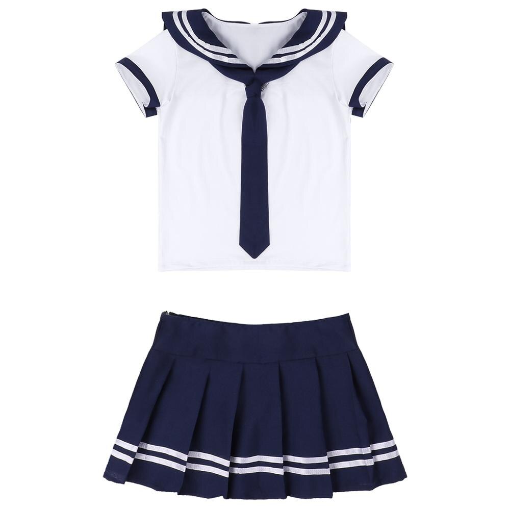 Disfraz de Cosplay para mujeres y adultos de 3 uds., uniforme de marinero, camiseta de manga corta con Falda plisada y corbata
