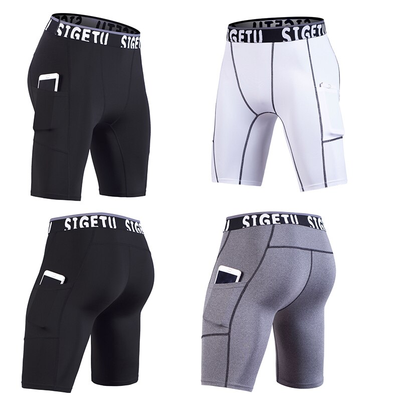 Mens Compression Shorts Line Short Tights Skinny Bodybuilding Breathable Man&#39;s Bottom Fitness Quick-Drying Shorts